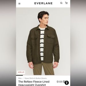 Dark Green Everlane ReNew Fleece-lined Heavyweight Overshirt Jacket